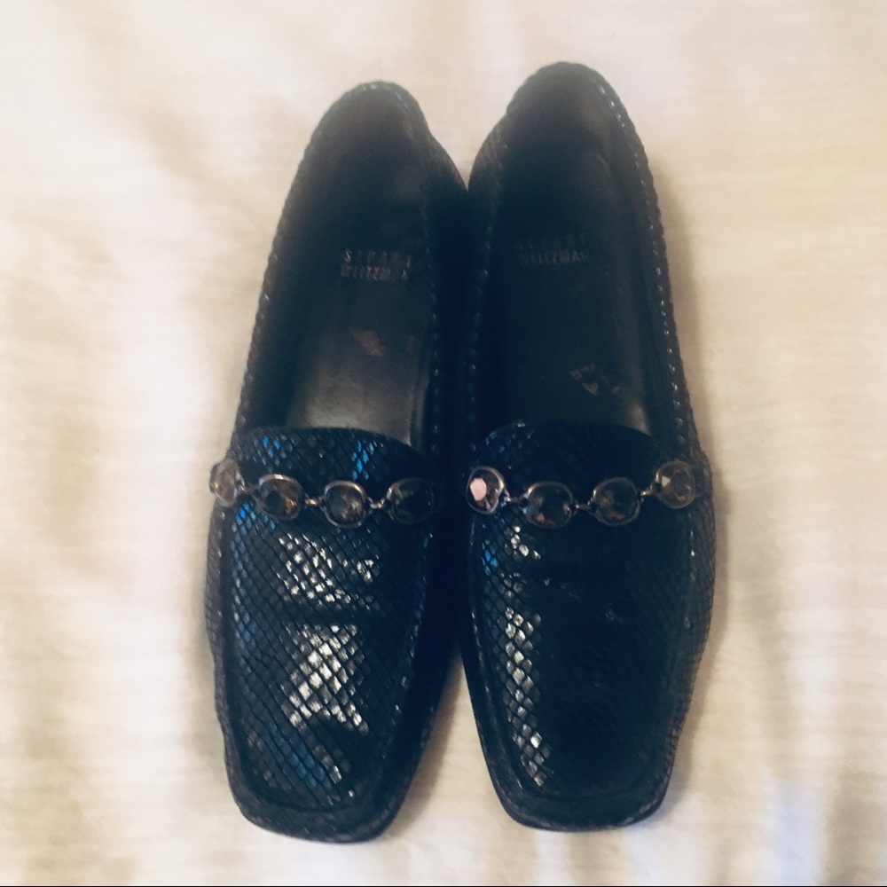 Stuart Weitzman Reptile Jeweled Loafers